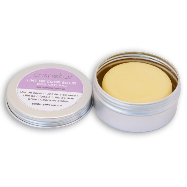 Unt de corp solid piele uscata cu ulei de lavanda - natural 100% - realizat manual, 60g