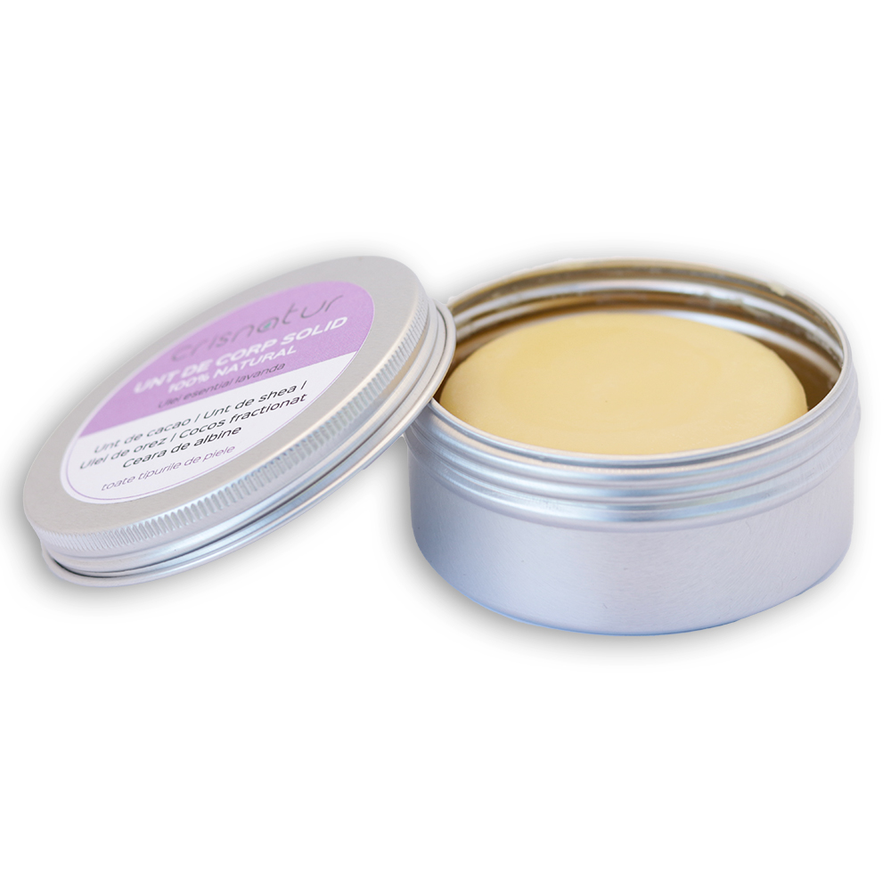 Unt de corp solid toate tipurile de piele cu ulei de lavanda - natural 100% - realizat manual, 60g