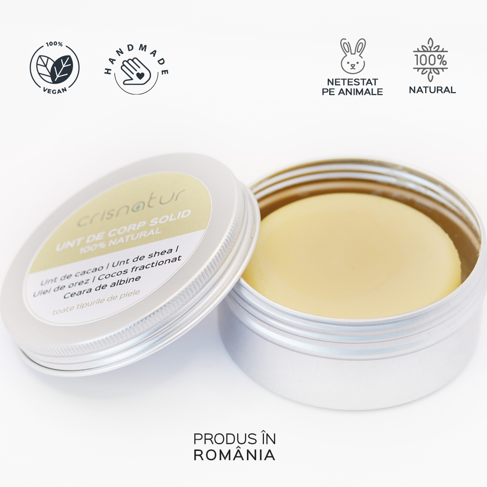 Unt de corp solid toate tipurile de piele - natural 100% - realizat manual, 60g - imagine 2