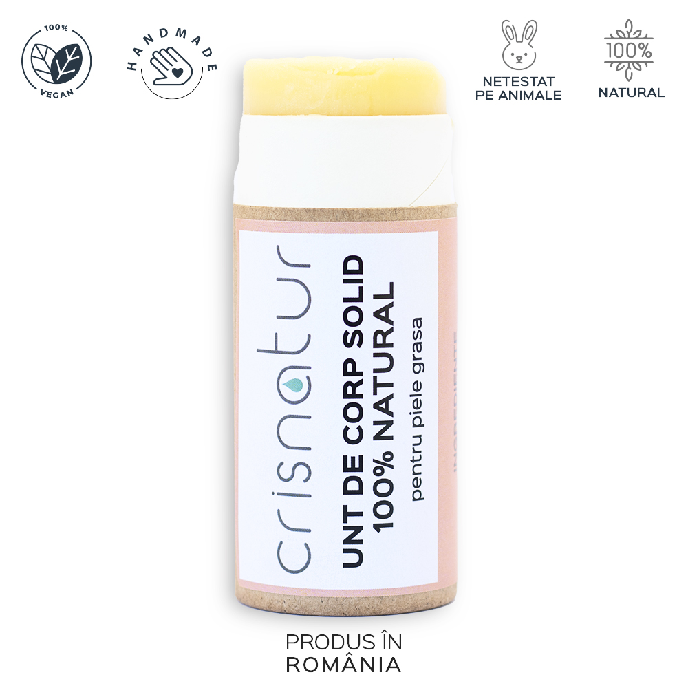 Unt de corp solid piele grasa - natural 100% - realizat manual, 60g - imagine 2