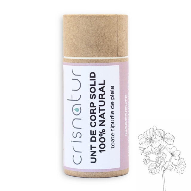 Unt de corp solid toate tipurile de piele cu geranium - natural 100% - realizat manual, 60g