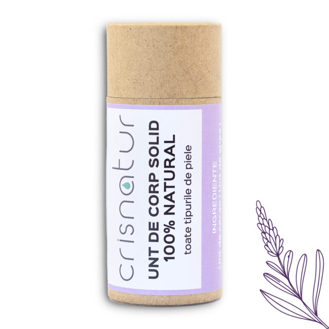 Unt de corp solid toate tipurile de piele cu lavanda - natural 100% - realizat manual, 60g