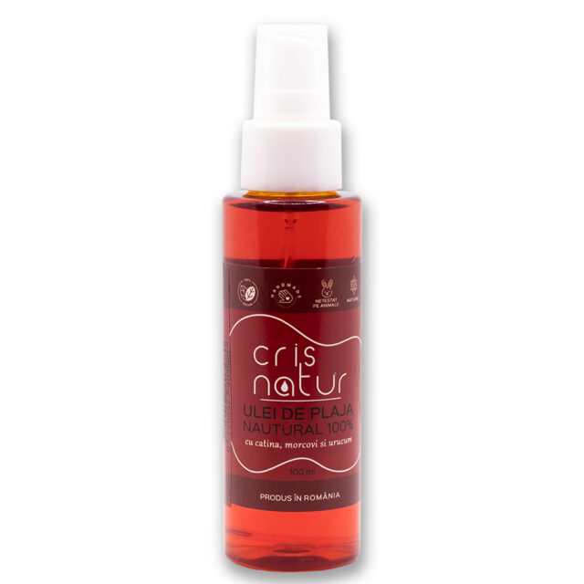 Ulei de plaja natural cu catina, morcovi si urucum realizat manual in Romania, 100 ml